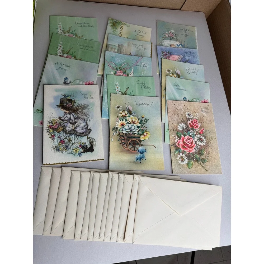 Vintage‎ Sunshine Greeting Cards Lot of 14 Unused Floral Birthday Get Well Baby